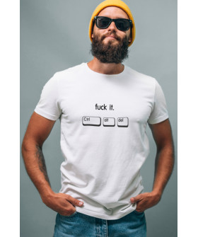 Футболка біла чоловіча Ctrl+ "fuck it. Ctrl alt del"