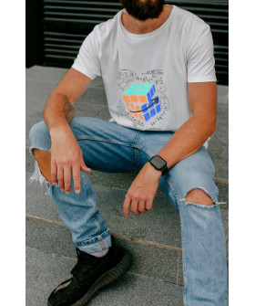 Футболка біла чоловіча Ctrl+ "Cube"