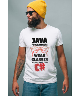 Футболка біла чоловіча Ctrl+ "Java programmers wear glasses"