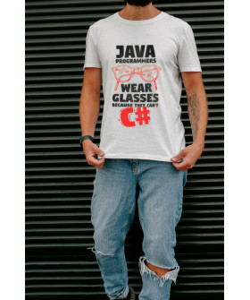Футболка біла чоловіча Ctrl+ "Java programmers wear glasses"