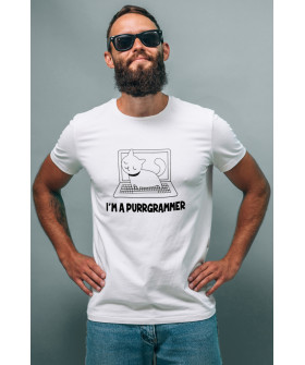 Футболка біла чоловіча Ctrl+ "I`m a purrgrammer"