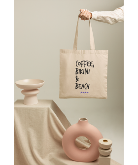 Еко-сумка шопер MEMO натуральний  "Coffee, bikini & beach " 