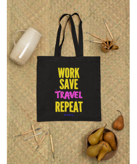 Еко-сумка шопер MEMO чорна  "Work save. Travel repeat" 