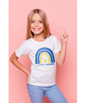 Футболка Young&Free дитяча патріотична біла "I love Ukraine"