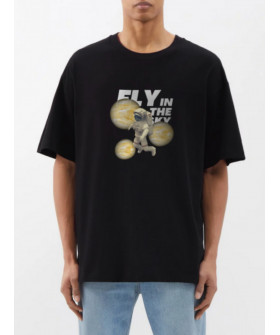 Футболка Trace of Space  Oversize чоловіча чорна "Fly in the sky"