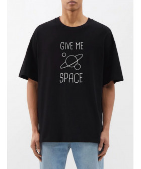 Футболка Trace of Space  Oversize чоловіча чорна "Give me space"