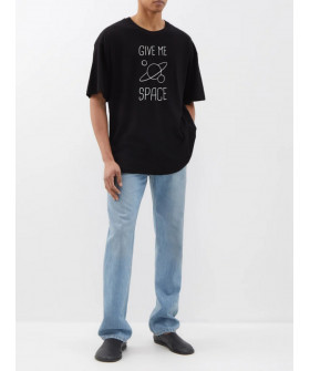 Футболка Trace of Space  Oversize чоловіча чорна "Give me space"
