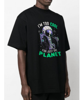 Футболка Trace of Space  Oversize чоловіча чорна "I`m too cool for just one planet"