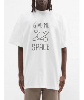 Футболка Trace of Space  Oversize чоловіча біла "Give me space"