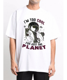 Футболка Trace of Space  Oversize чоловіча біла "I`m too cool for just one planet"