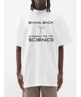 Футболка Trace of Space  Oversize чоловіча біла "Stand back I`m going to try science"