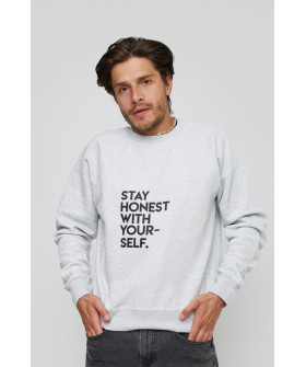 Світшот YAPPI чоловічий  сірий "Stay honest with yourself"