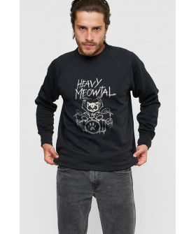 Світшот YAPPI чоловічий  чорний "Heavy meowtal"
