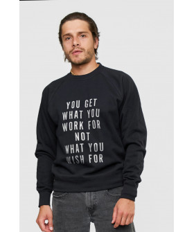 Світшот YAPPI чоловічий  чорний "You get what you work for not what you wish for"