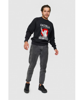 Світшот YAPPI чоловічий  чорний "Catzilla"